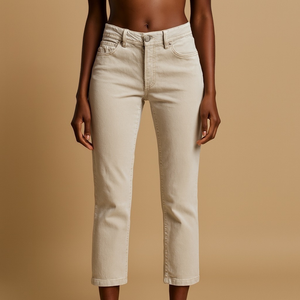 a.n.a Women's Cropped Beige Jeans
